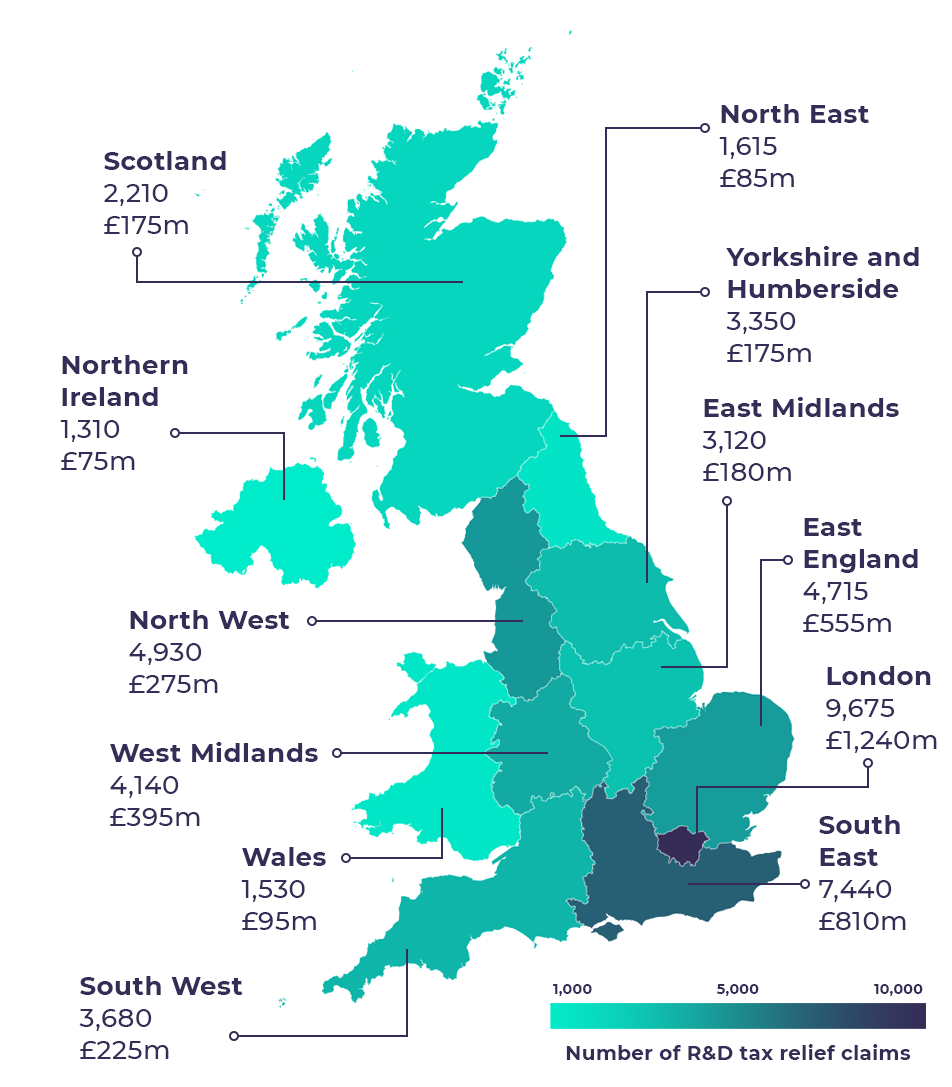 rd tax relief claims based on area Map